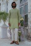 Buy_Amrit Dawani_Green Bundi Cotton Blended Embroidery Zardozi And Kurta Set_Online_at_Aza_Fashions