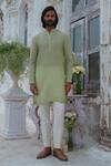 Buy_Amrit Dawani_Green Bundi Cotton Blended Embroidery Zardozi And Kurta Set _Online_at_Aza_Fashions