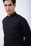 KAKA CALCUTTA_Black Suiting Embellished Bead Bundi _Online_at_Aza_Fashions