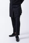 KAKA CALCUTTA_Black Suiting Embellished Bead Sherwani With Pant _Online_at_Aza_Fashions