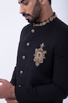 Shop_KAKA CALCUTTA_Black Suiting Embroidered Zardozi Bandhgala With Pant _Online_at_Aza_Fashions