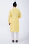 Shop_KAKA CALCUTTA_Yellow Kurta Bam Silk Embellished Mirrorwork Placement With Pyjama _at_Aza_Fashions