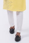 KAKA CALCUTTA_Yellow Kurta Bam Silk Embellished Mirrorwork Placement With Pyjama _Online_at_Aza_Fashions