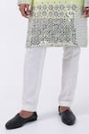 KAKA CALCUTTA_Yellow Kurta Bam Silk Embellished Mirrorwork Floral With Pyjama _Online_at_Aza_Fashions