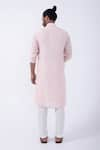 Shop_KAKA CALCUTTA_Pink Kurta Bam Silk Embellished Mirrorwork Swirl Threadwork With Pyjama _at_Aza_Fashions