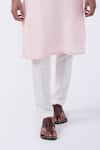 Shop_KAKA CALCUTTA_Pink Kurta Bam Silk Embellished Mirrorwork Swirl Threadwork With Pyjama _Online_at_Aza_Fashions