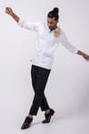 Shop_KAKA CALCUTTA_White Giza Cotton Threadwork Lion Shirt _Online_at_Aza_Fashions