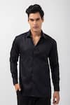 Buy_KAKA CALCUTTA_Black Giza Cotton Embellished Bead Shirt _at_Aza_Fashions