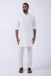 Buy_KAKA CALCUTTA_Ivory Kurta Bam Silk Solid And Pyjama Set _at_Aza_Fashions