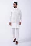 KAKA CALCUTTA_Ivory Suiting Embroidered Mirror Bundi Jacket _Online_at_Aza_Fashions