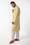 Buy_KAKA CALCUTTA_Yellow Kurta Bam Silk Embroidered Thread Collar And Pyjama Set _Online_at_Aza_Fashions