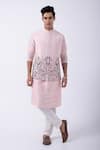 Buy_KAKA CALCUTTA_Pink Bundi Jacket Suiting Embroidered Mirror With Kurta Set _at_Aza_Fashions