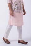 KAKA CALCUTTA_Pink Bundi Jacket Suiting Embroidered Mirror With Kurta Set _Online_at_Aza_Fashions