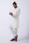 Buy_KAKA CALCUTTA_Ivory Kurta Bam Silk Solid And Pyjama Set _Online_at_Aza_Fashions