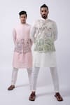 Buy_KAKA CALCUTTA_Ivory Suiting Embroidered Thread Bundi Jacket 