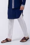 Buy_KAKA CALCUTTA_Blue Bundi Jacket Linen Satin Embroidered Mirror With Kurta Set _Online_at_Aza_Fashions