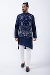 Buy_KAKA CALCUTTA_Blue Bundi Jacket Suiting Embroidered Mirror Work With Kurta Set _at_Aza_Fashions