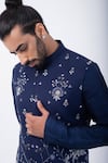 KAKA CALCUTTA_Blue Bundi Jacket Suiting Embroidered Mirror Work With Kurta Set _at_Aza_Fashions