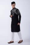 Buy_KAKA CALCUTTA_Black Suiting Embroidered Thread Bundi Jacket_at_Aza_Fashions