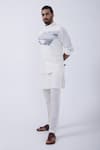 KAKA CALCUTTA_Ivory Suiting Embroidered Thread Bundi Jacket _Online_at_Aza_Fashions