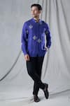 Buy_Bhusattva_Purple Organic Silk Hand Embroidery Sequin Geometric Motif Shirt _at_Aza_Fashions