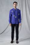 Bhusattva_Purple Organic Silk Hand Embroidery Sequin Geometric Motif Shirt _Online_at_Aza_Fashions