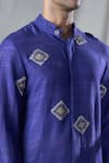 Bhusattva_Purple Organic Silk Hand Embroidery Sequin Geometric Motif Shirt _at_Aza_Fashions