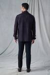 Shop_Bhusattva_Black Organic Silk Hand Embroidery Bandhani Zardozi Shirt _at_Aza_Fashions