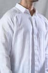 Bhusattva_White Organic Linen Patch Work Shoulder Shirt _at_Aza_Fashions