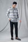 Buy_Bhusattva_Grey Organic Textured Linen Stripe Pattern Shirt _Online_at_Aza_Fashions