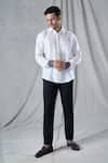 Buy_Bhusattva_White Organic Linen Contrast Cuff Shirt _Online_at_Aza_Fashions