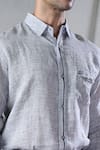 Bhusattva_Grey Organic Textured Linen Solid Patch Pocket Shirt _at_Aza_Fashions