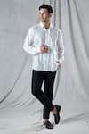 Buy_Bhusattva_White Organic Silk Pin-tuck Two Toned Shirt _at_Aza_Fashions