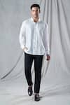 Buy_Bhusattva_White Organic Silk Pin-tuck Two Toned Shirt _Online_at_Aza_Fashions