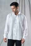 Shop_Bhusattva_White Organic Silk Pin-tuck Two Toned Shirt _Online_at_Aza_Fashions