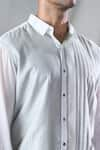 Bhusattva_White Organic Silk Pin-tuck Two Toned Shirt _at_Aza_Fashions