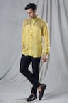 Buy_Bhusattva_Yellow Organic Silk Modal Hand Painted Abstract Front Shirt _at_Aza_Fashions