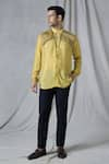 Buy_Bhusattva_Yellow Organic Silk Modal Hand Painted Abstract Front Shirt _Online_at_Aza_Fashions