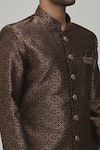 Shop_Arihant Rai Sinha_Brown Jaquard And Art Silk Woven Floral Motifs Pattern Sherwani Set _Online_at_Aza_Fashions