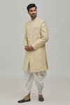 Buy_Arihant Rai Sinha_Gold And Art Embroidery Floral Motifs Sherwani Set _Online_at_Aza_Fashions