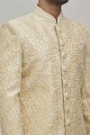 Shop_Arihant Rai Sinha_Gold And Art Embroidery Floral Motifs Sherwani Set _Online_at_Aza_Fashions