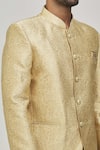 Shop_Arihant Rai Sinha_Gold Woven Leaf And Flower Pattern Bandhgala Set _Online_at_Aza_Fashions