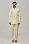 Arihant Rai Sinha_Cream Sherwani Jacquard Woven Floral Set _Online_at_Aza_Fashions