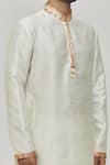 Shop_Arihant Rai Sinha_Cream Kurta Silk Floral Mandarin Collar Set _Online_at_Aza_Fashions