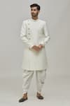 Buy_Arihant Rai Sinha_White Jacquard Woven Floral Motifs Sherwani Set _Online_at_Aza_Fashions