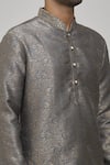 Shop_Arihant Rai Sinha_Grey Jacquard Woven Floral Vine Kurta And Gold Patiala Pant Set _Online_at_Aza_Fashions