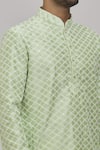 Shop_Arihant Rai Sinha_Green Silk Embroidered Floral Motifs Thread Kurta And White Patiala Pant Set _Online_at_Aza_Fashions