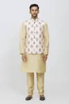 Arihant Rai Sinha_Peach Soft Silk Print Floral Motifs Bundi _Online_at_Aza_Fashions