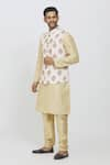 Buy_Arihant Rai Sinha_Peach Soft Silk Print Floral Motifs Bundi _Online_at_Aza_Fashions