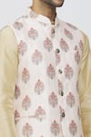 Shop_Arihant Rai Sinha_Peach Soft Silk Print Floral Motifs Bundi _Online_at_Aza_Fashions